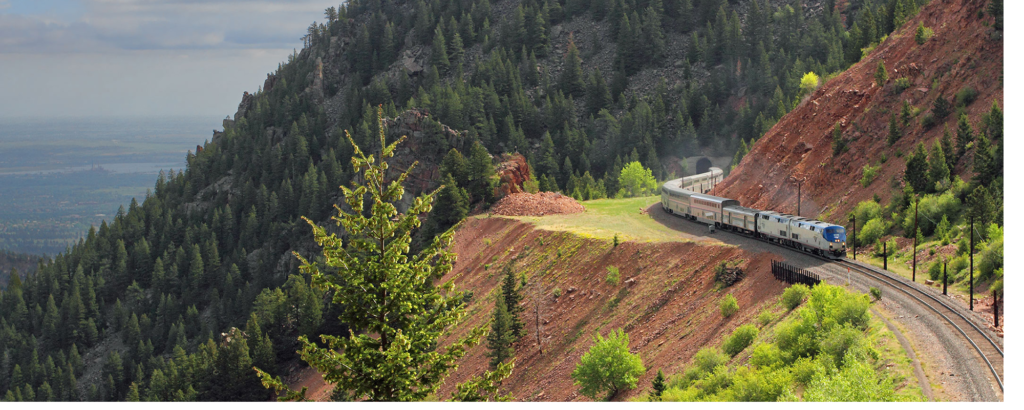Train arriving at its destination with passengers